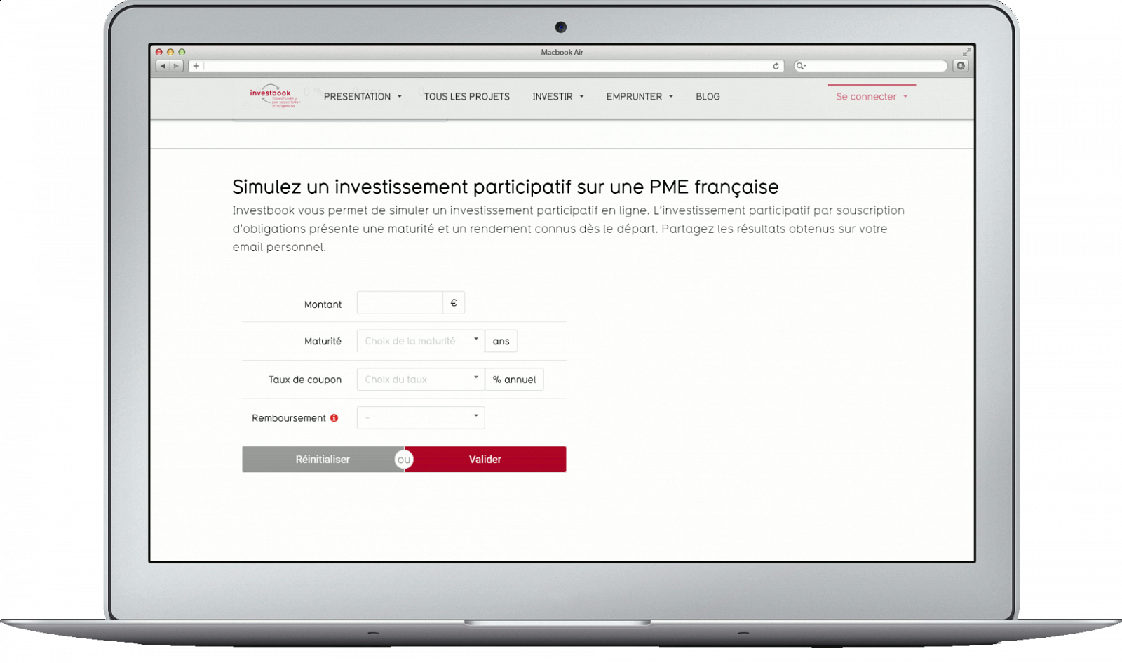 Simuler un investissement participatif sur investbook en obligations d'entreprise